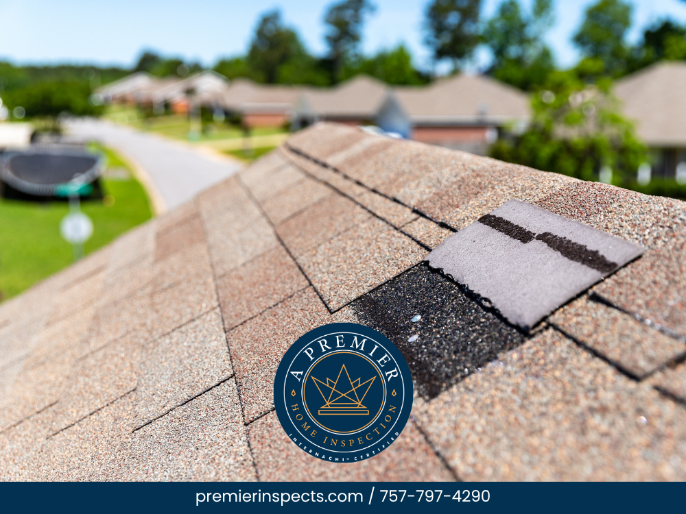 Repaired roof shingles on a residential home.